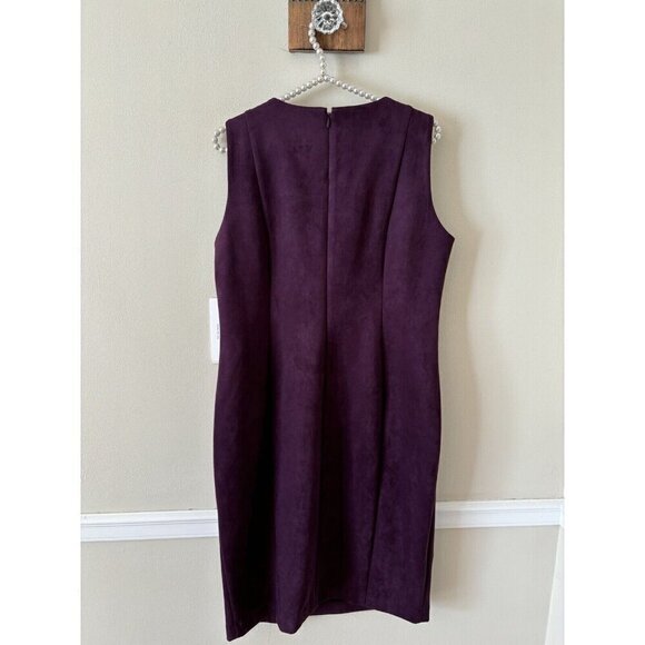 NWT Calvin Klein Womens Size 12 Faux Suede Sheath Dress Sleeveless Plum Purple - Picture 4 of 7